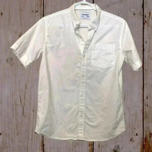 Old  Navy Boys Button Up Short Sleeve Shirt Cotton Elastane Bright White